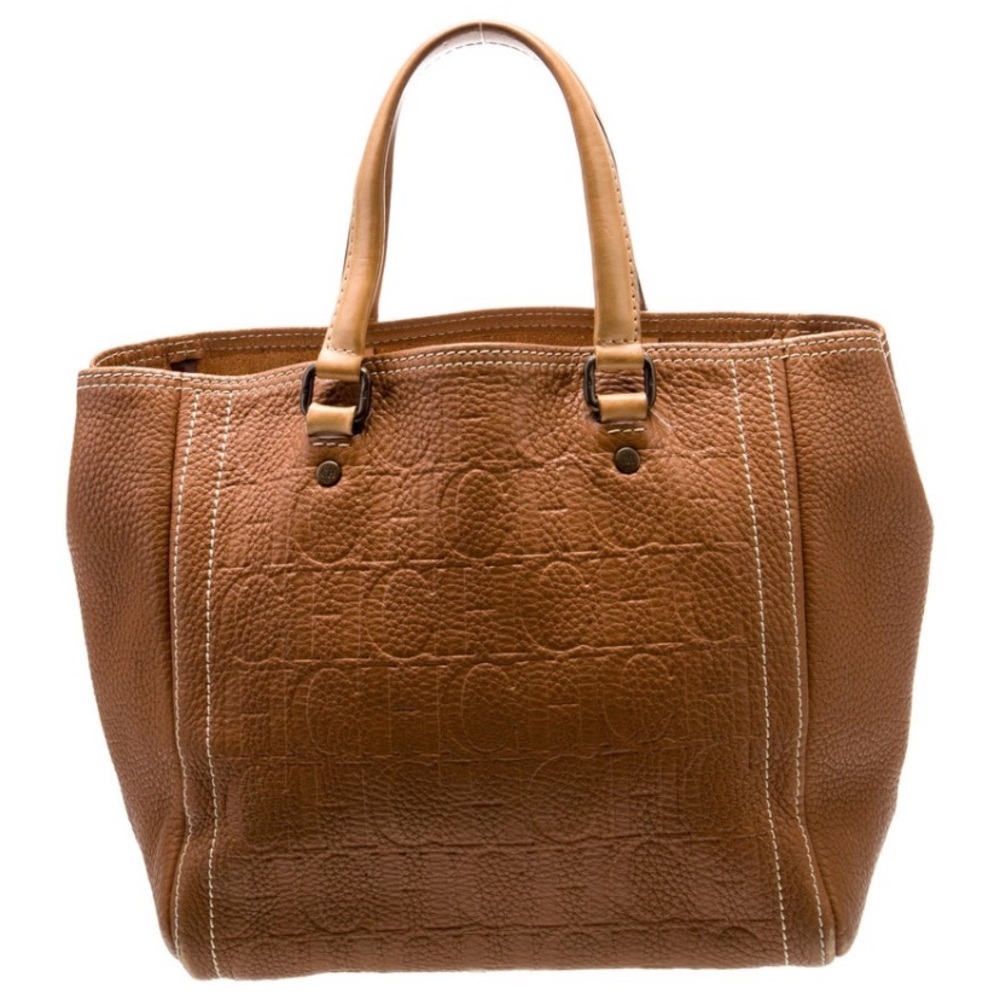 Carolina Herrera Embossed Leather Tote